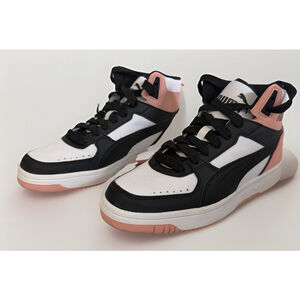 Puma Rebound Joy Layup Mid White Black Pink Women’s 8.5 High Top Sneakers
